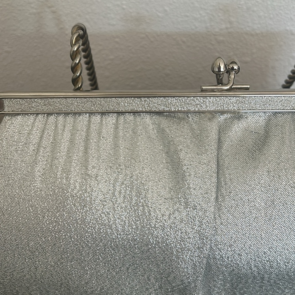 Vintage 60’s Ande’ Silver Sparkle Purse with Chain Strap - Picture 4 of 8